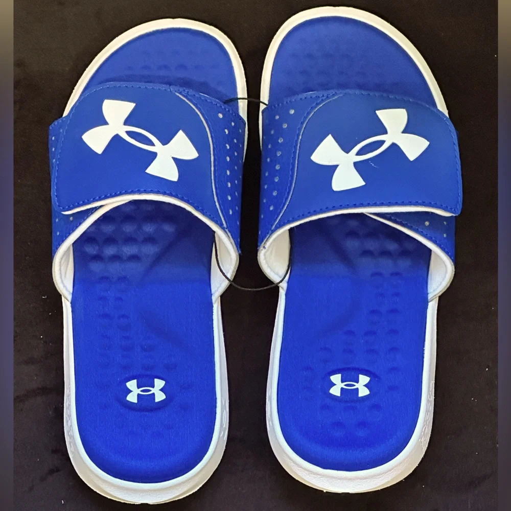 NEW Under Armour Youth Slides (Blue / White)